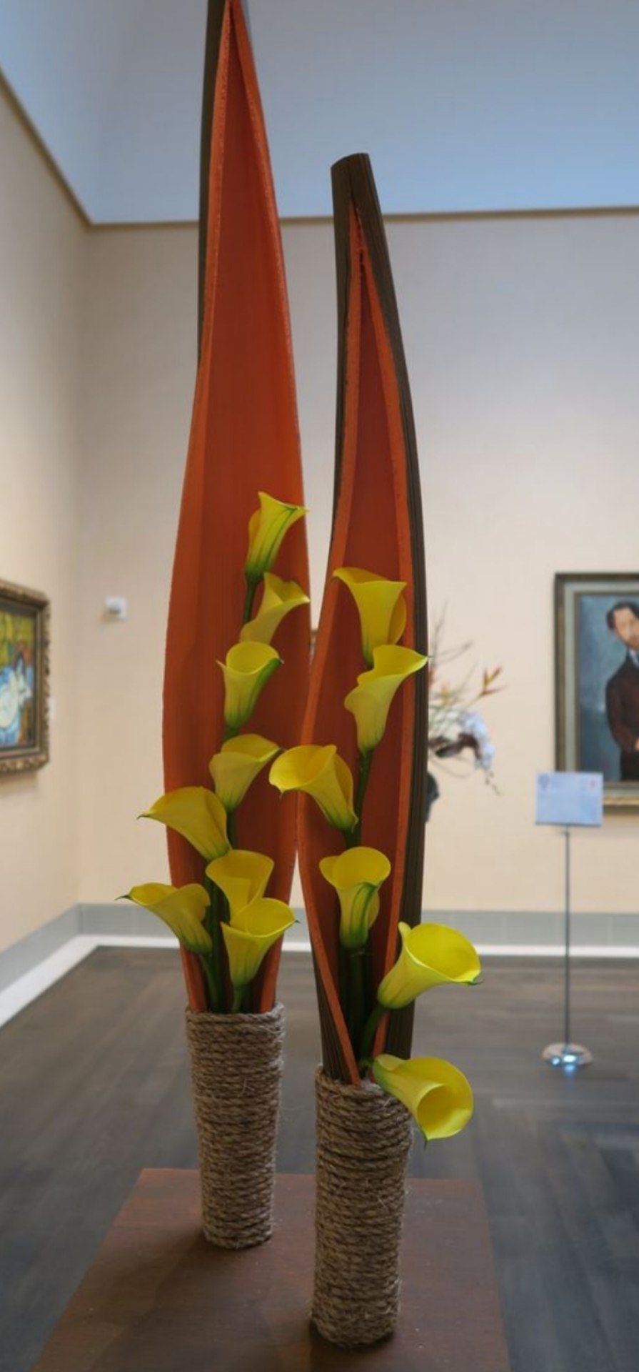 گلدان گل طبیعی چوبی 2 عددی طرح نخیل